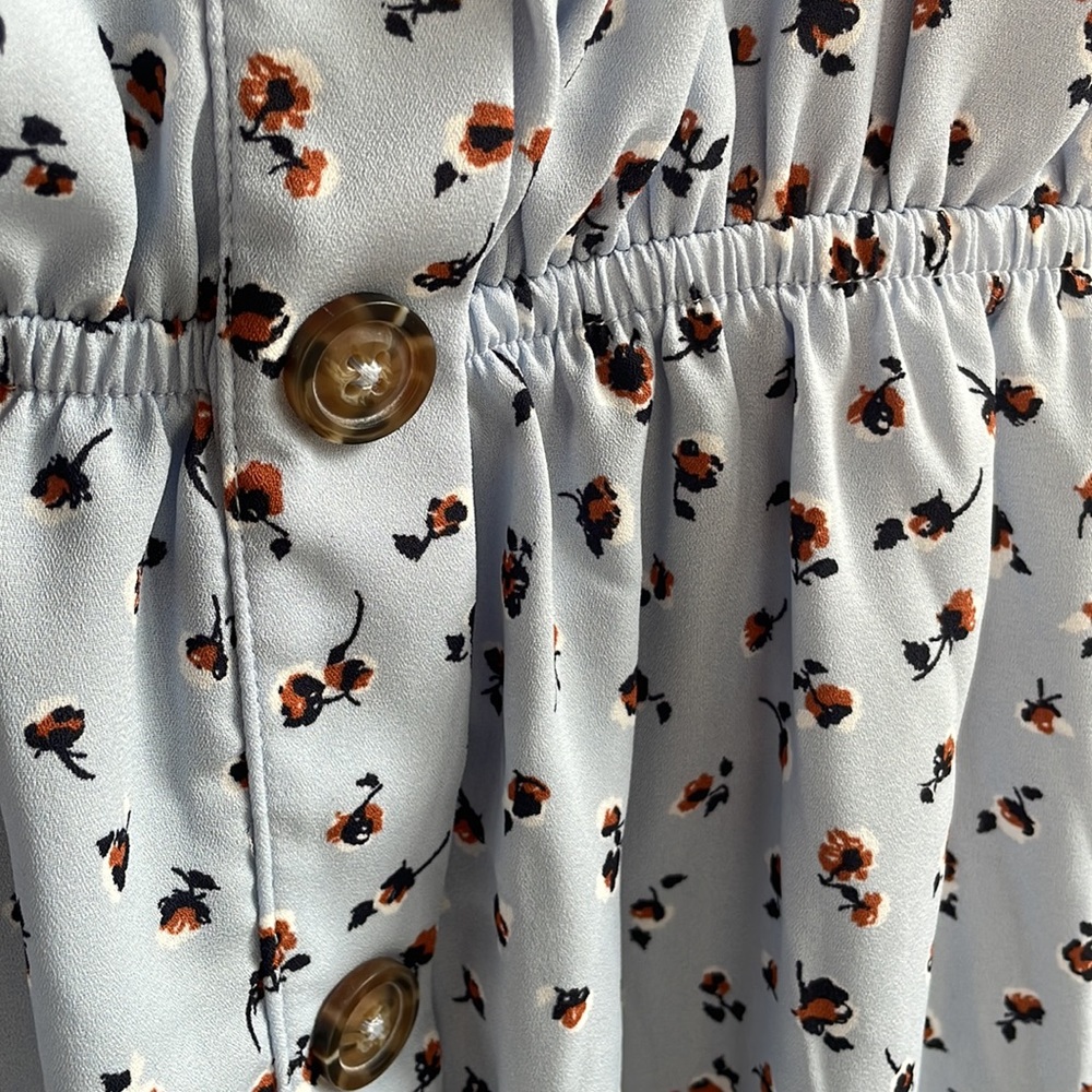 Sienna Sky faux button front floral fully lined spaghetti strap dress size small - Picture 2 of 6